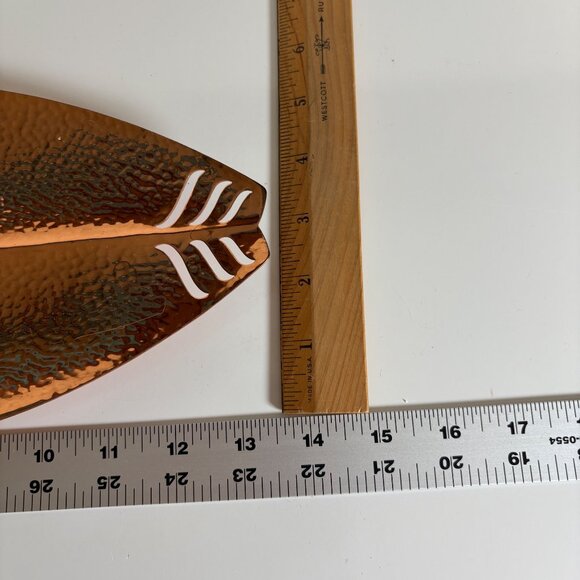 Cavalier Copperware Hammered Leaf Design Tray Decorative Cutout Home Decor E743C - Picture 6 of 8